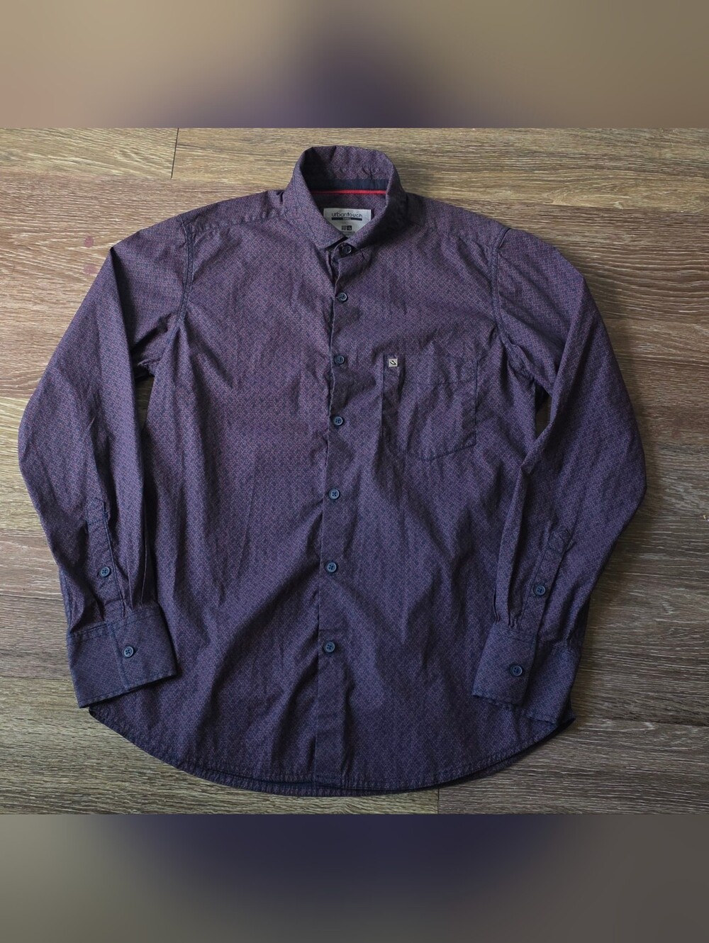 Long sleeve shirt for men brand Urban Touch in purple with a stamp Small
